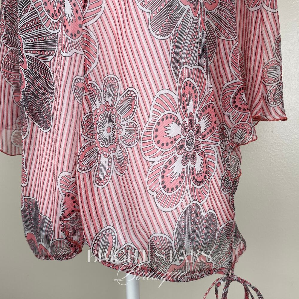 Rare Pink Silk Floral Top ALT ASO Lorelai Gilmore Girls Patterned V-Neck Y2K VTG - Picture 11 of 15